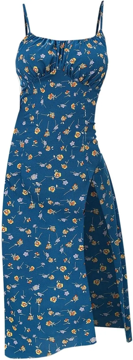 GOKKILRW Summer Dresses for Women 2025 Beach Midi Dress Spaghetti Strap Polka Dot A Line Flowy Dress for Party Graduation