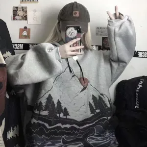 Gothic hoodie girls Anime hooded sweater women loose street sports Y2K Clothes Grunge Clothes