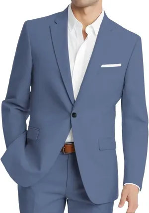HUUTOE Mens 2 Piece Suit Men Slim Fit Suits for Men Wedding Prom Suit Solid One Button Blazer Jacket Pants Set Groomsmen