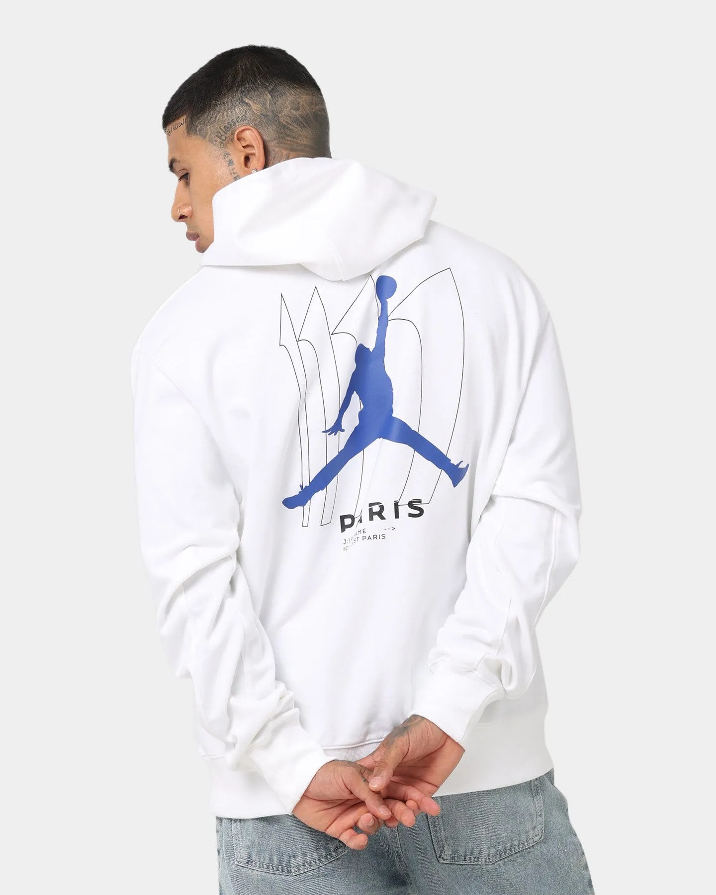 Jordan X Paris Saint- Germain Statement Fleece Pullover Hoodie White/Game Royal