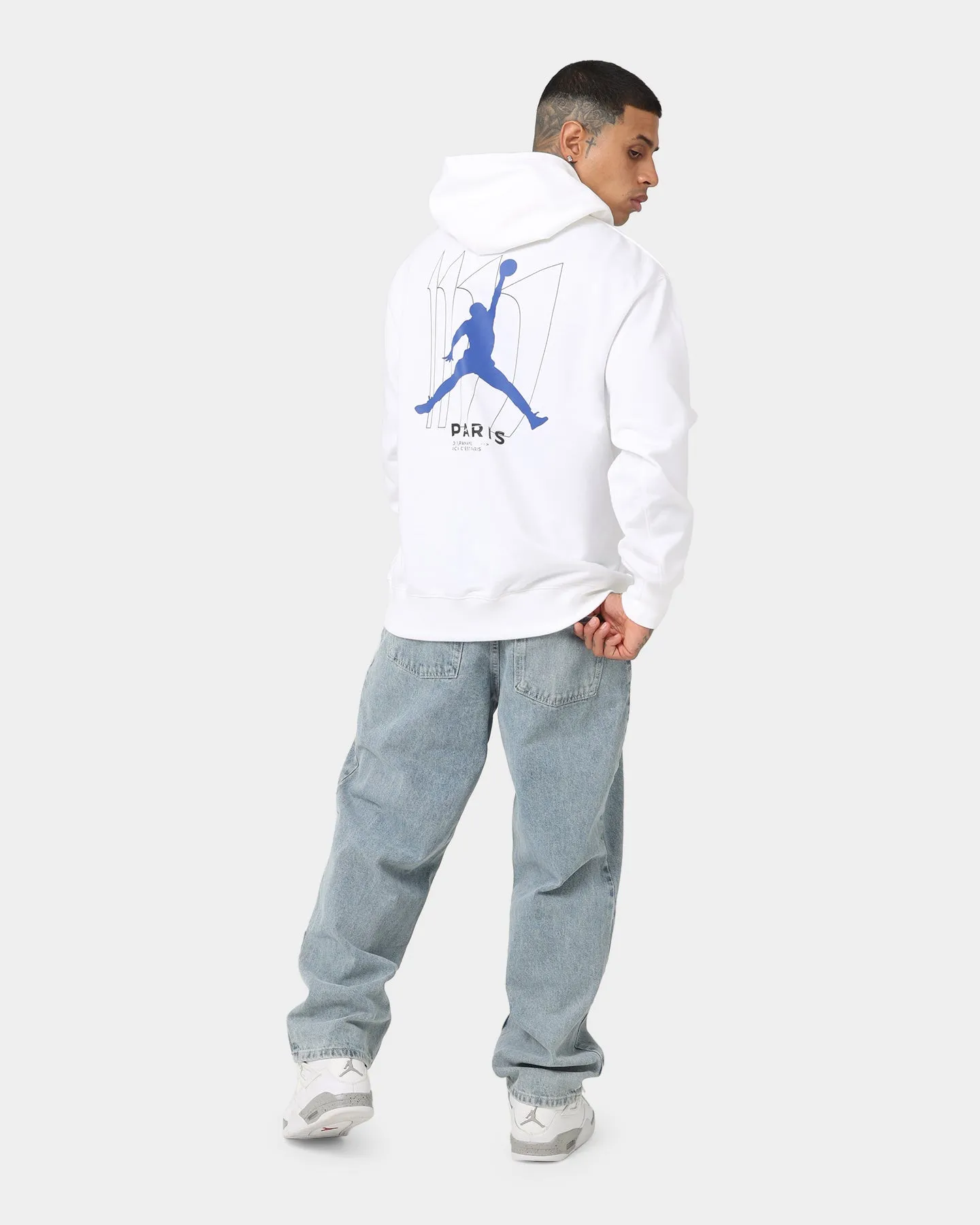 Jordan X Paris Saint- Germain Statement Fleece Pullover Hoodie White/Game Royal