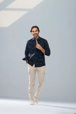 Kasha Black Shirt With Thin Beige Lines Online UAE