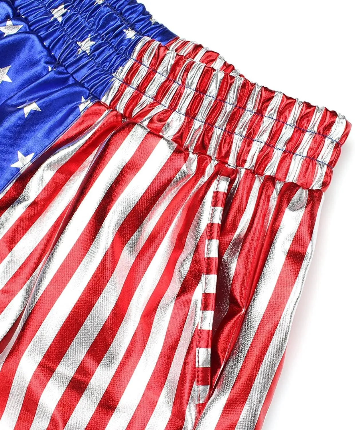 MAKARTHY Women's Metallic Shorts Elastic Waist Shiny Sparkly Rave Pants