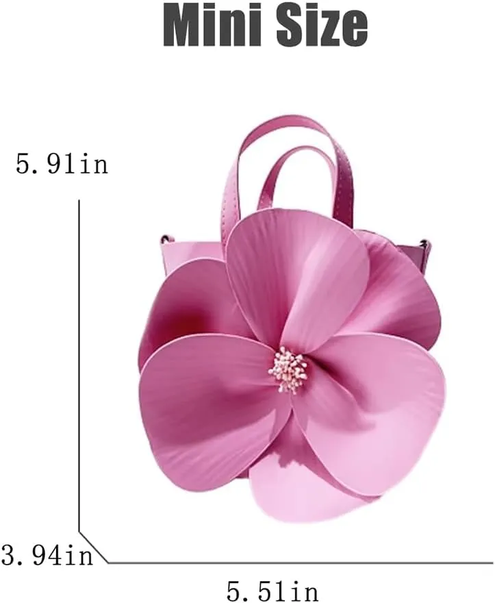 Mini Flower Evening Purse Floral Clutch Purses for Women PU Leather Evening Handbag with Chain Wedding Party Prom