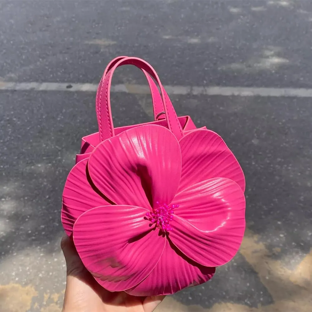Mini Flower Evening Purse Floral Clutch Purses for Women PU Leather Evening Handbag with Chain Wedding Party Prom
