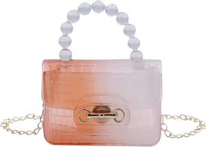 Mini Jelly Purse, Semi Clear Candy Color Jelly Handbags Clutch Crossbody Shoulder Bag for Women Teens Girls