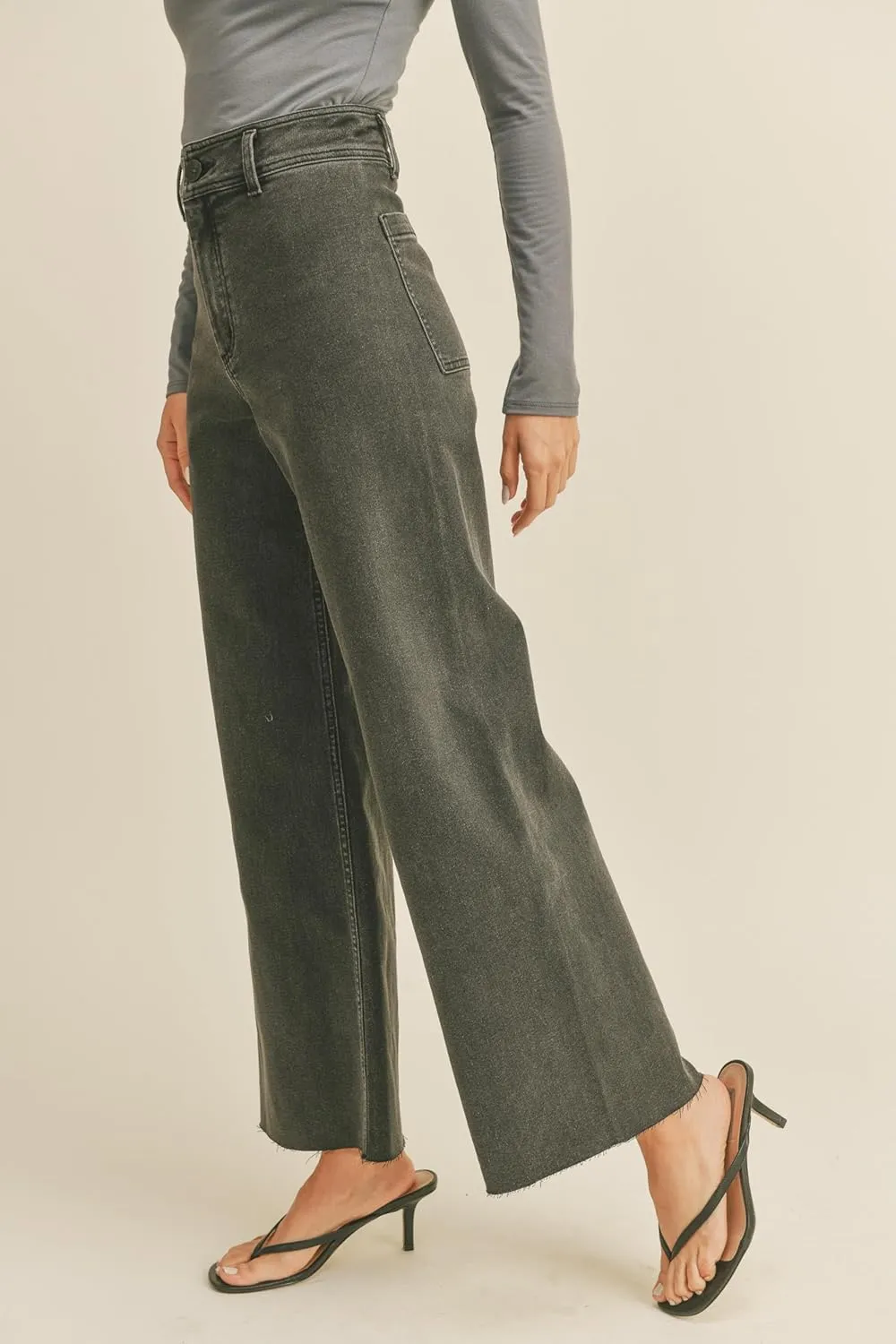 Miou Muse - Straight Wide Leg Denim Pants - MMP623