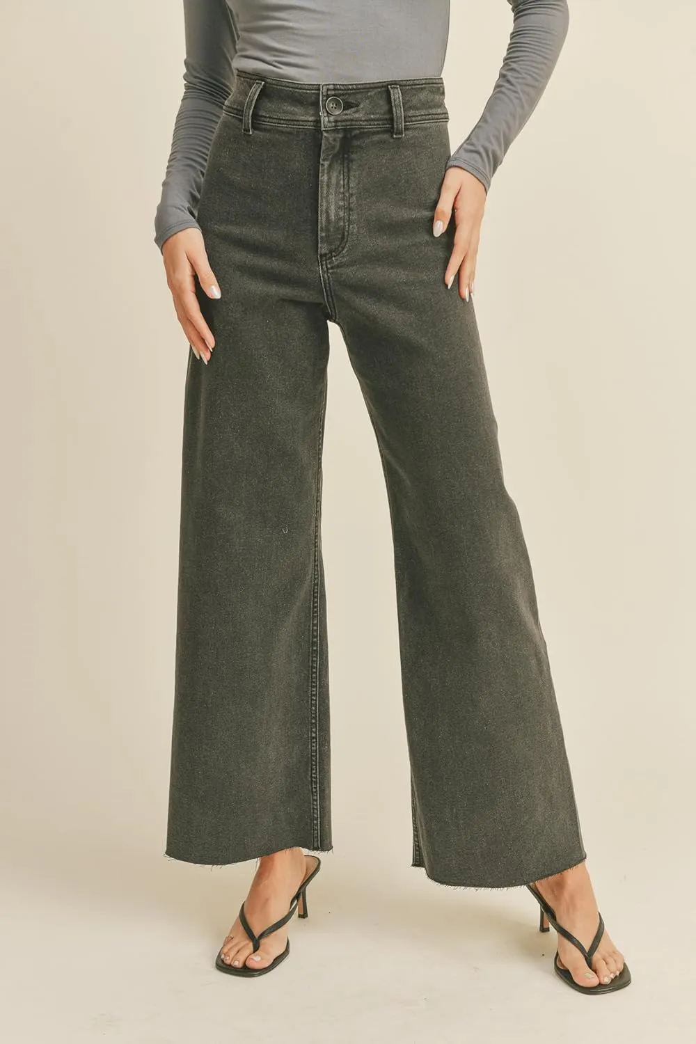 Miou Muse - Straight Wide Leg Denim Pants - MMP623