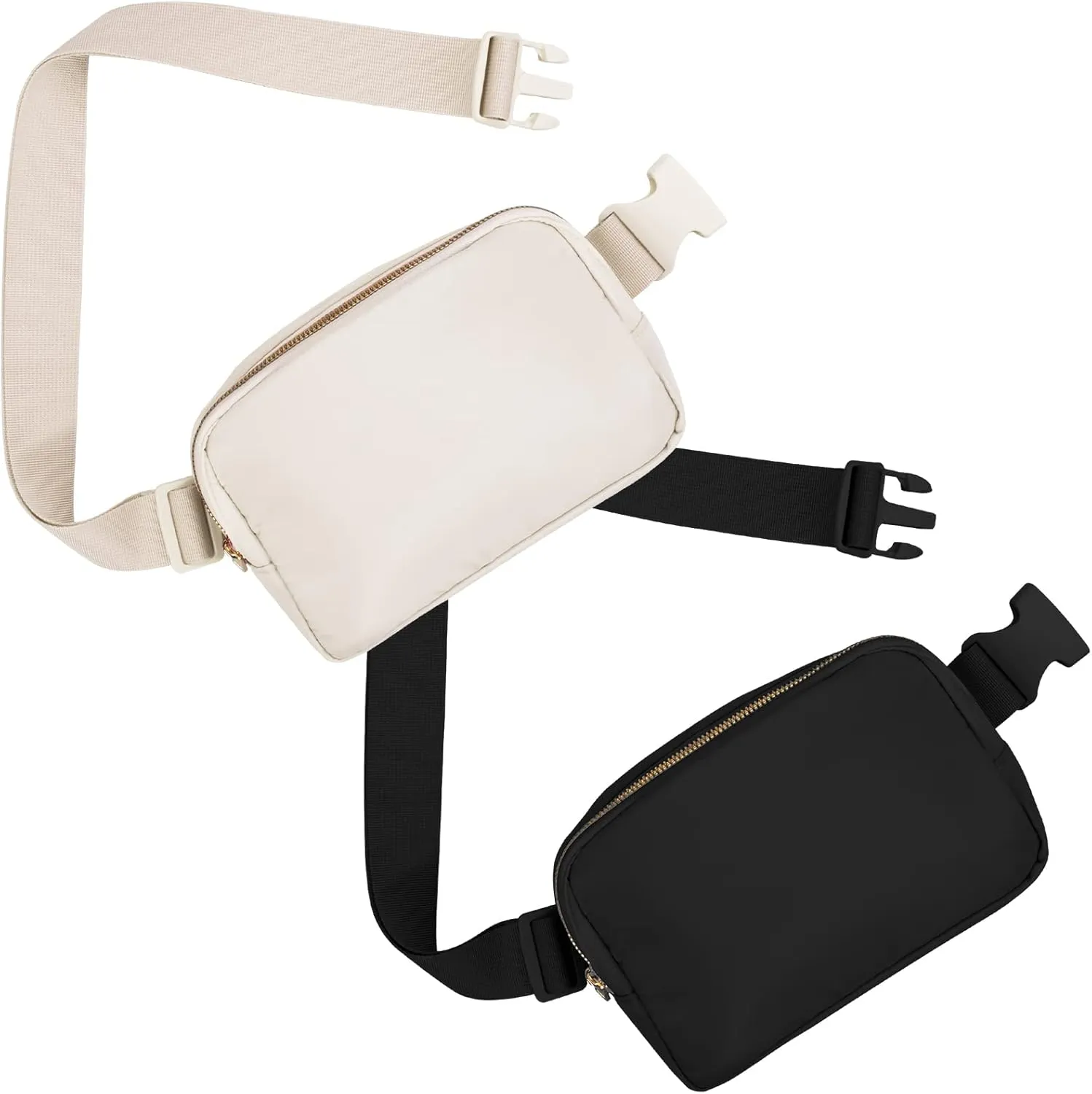 Peicees 2 Pack Fashionable Fanny Pack Crossbody Bag for Women Belt Bag Small Waist Bag Pouch for Travel Workout Running Hiking