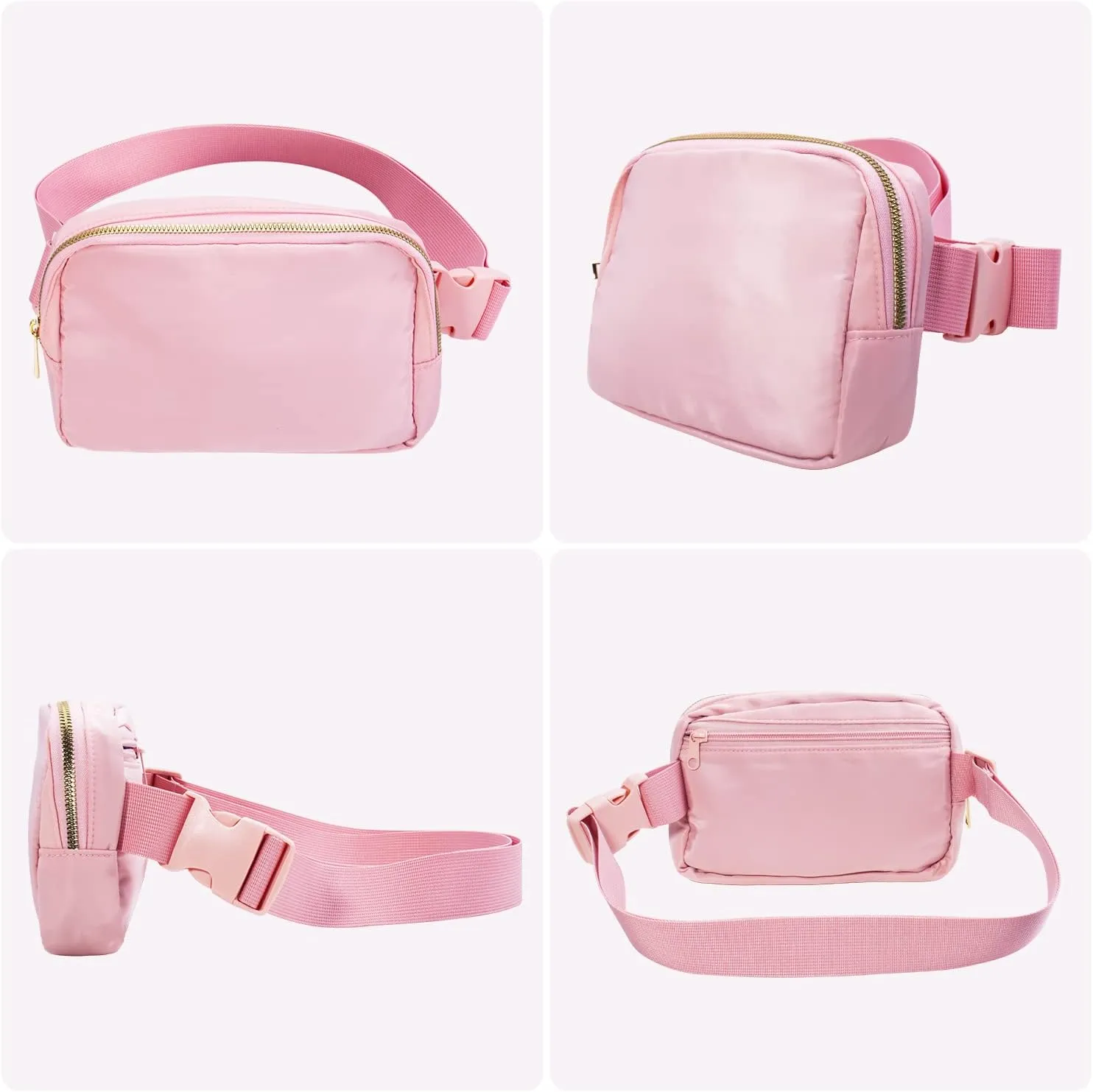Peicees 2 Pack Fashionable Fanny Pack Crossbody Bag for Women Belt Bag Small Waist Bag Pouch for Travel Workout Running Hiking