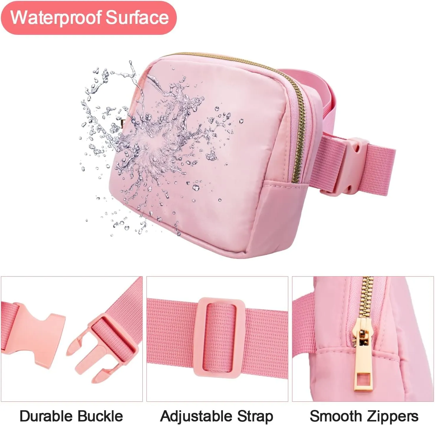 Peicees 2 Pack Fashionable Fanny Pack Crossbody Bag for Women Belt Bag Small Waist Bag Pouch for Travel Workout Running Hiking