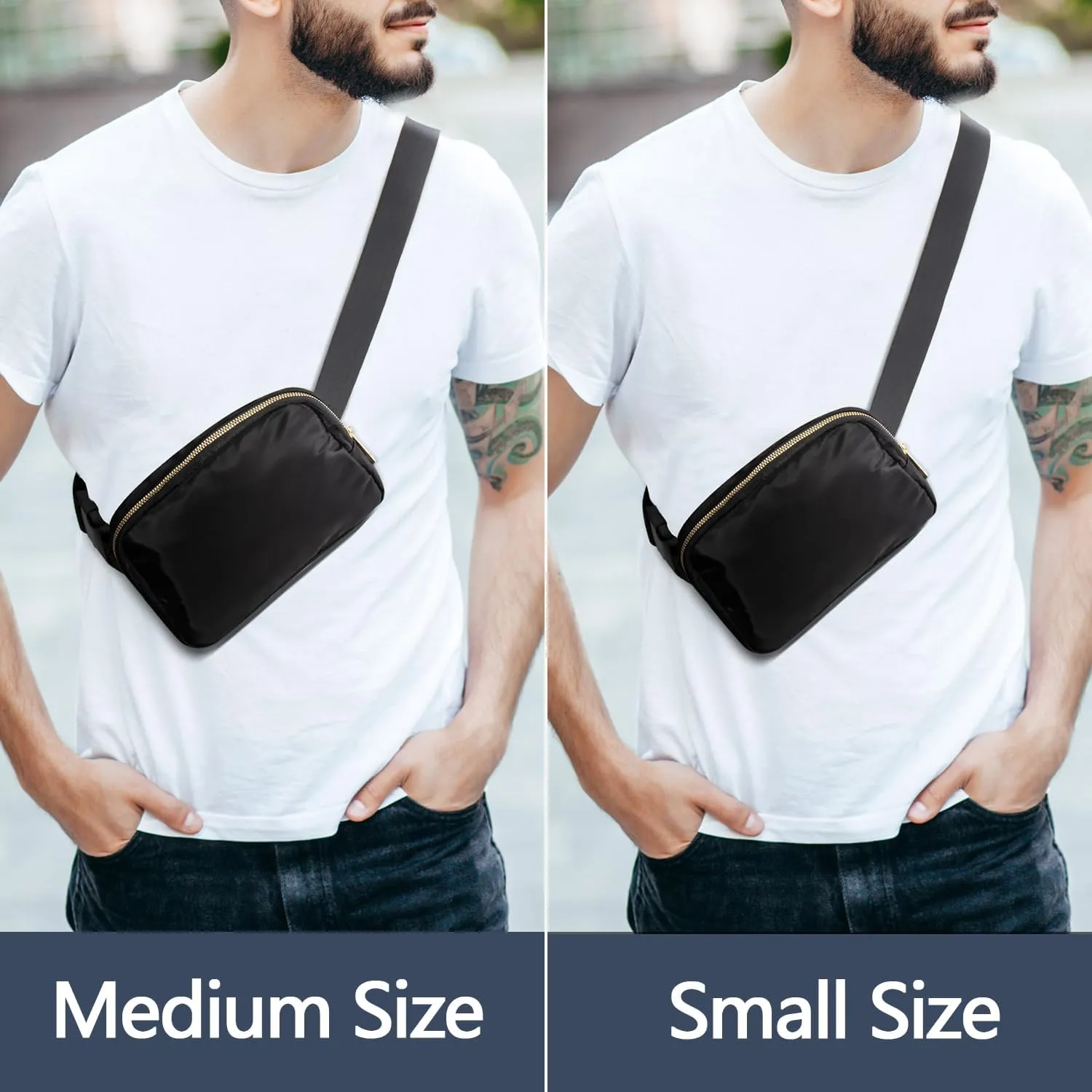 Peicees 2 Pack Fashionable Fanny Pack Crossbody Bag for Women Belt Bag Small Waist Bag Pouch for Travel Workout Running Hiking