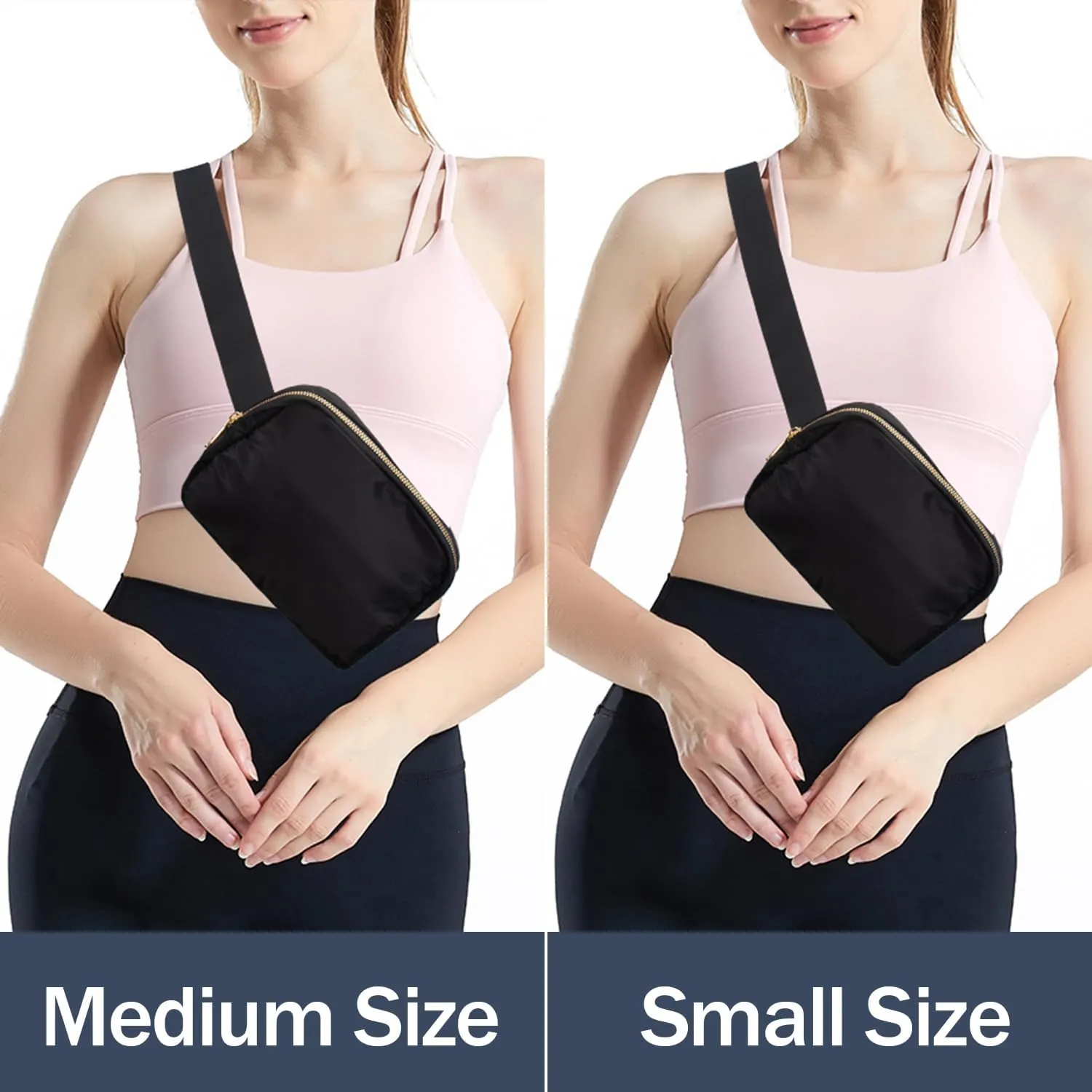 Peicees 2 Pack Fashionable Fanny Pack Crossbody Bag for Women Belt Bag Small Waist Bag Pouch for Travel Workout Running Hiking