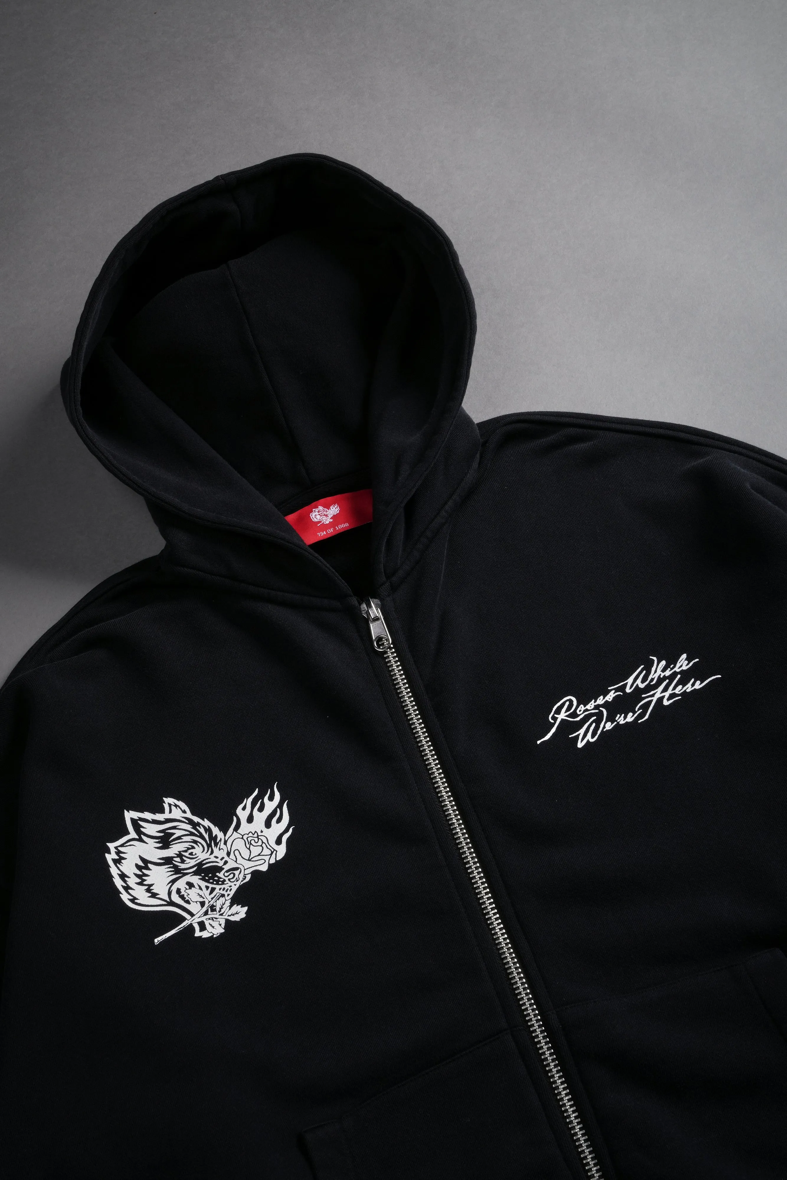 Roses While We're Here Darco Double Zip Hoodie in Black