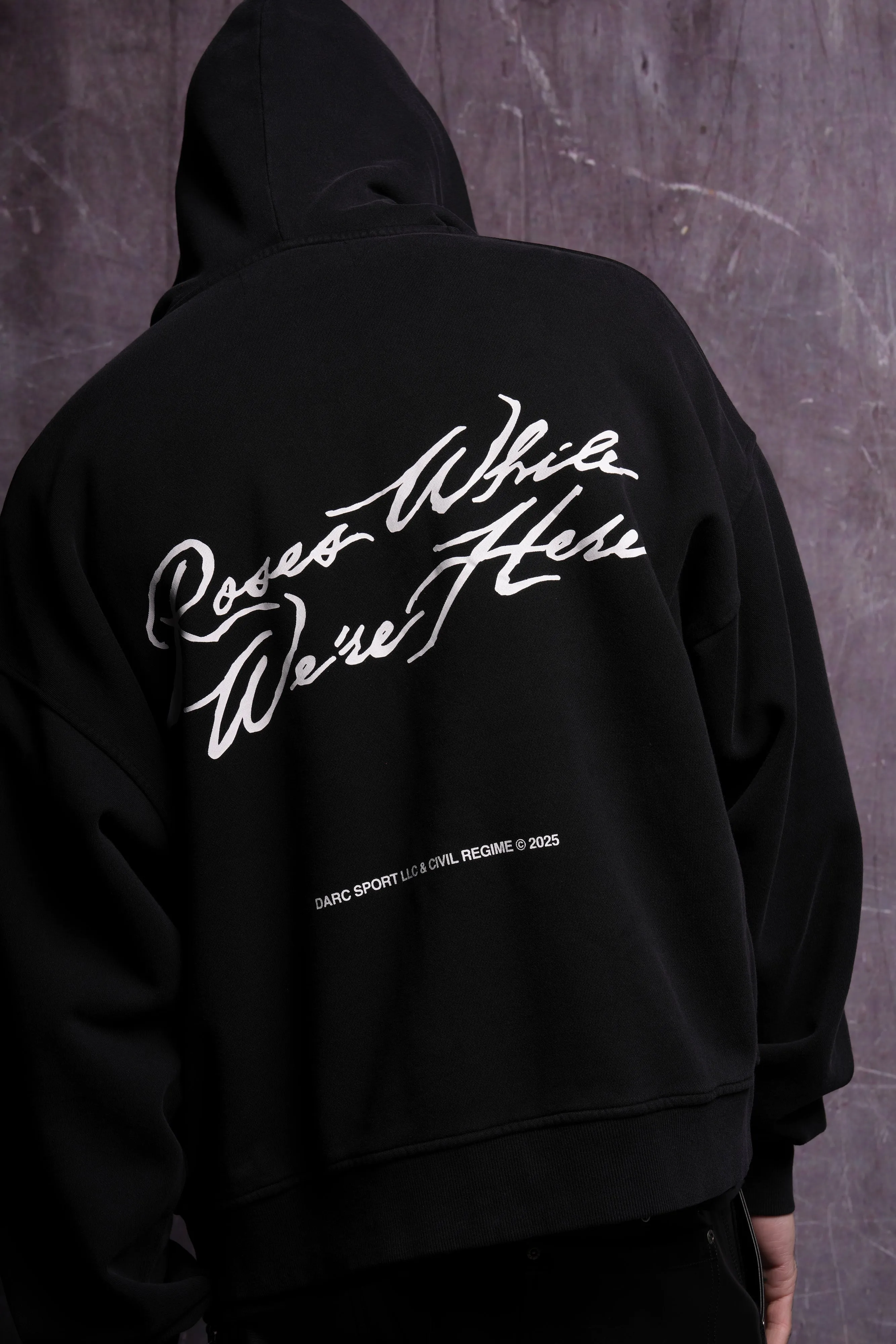 Roses While We're Here Darco Double Zip Hoodie in Black