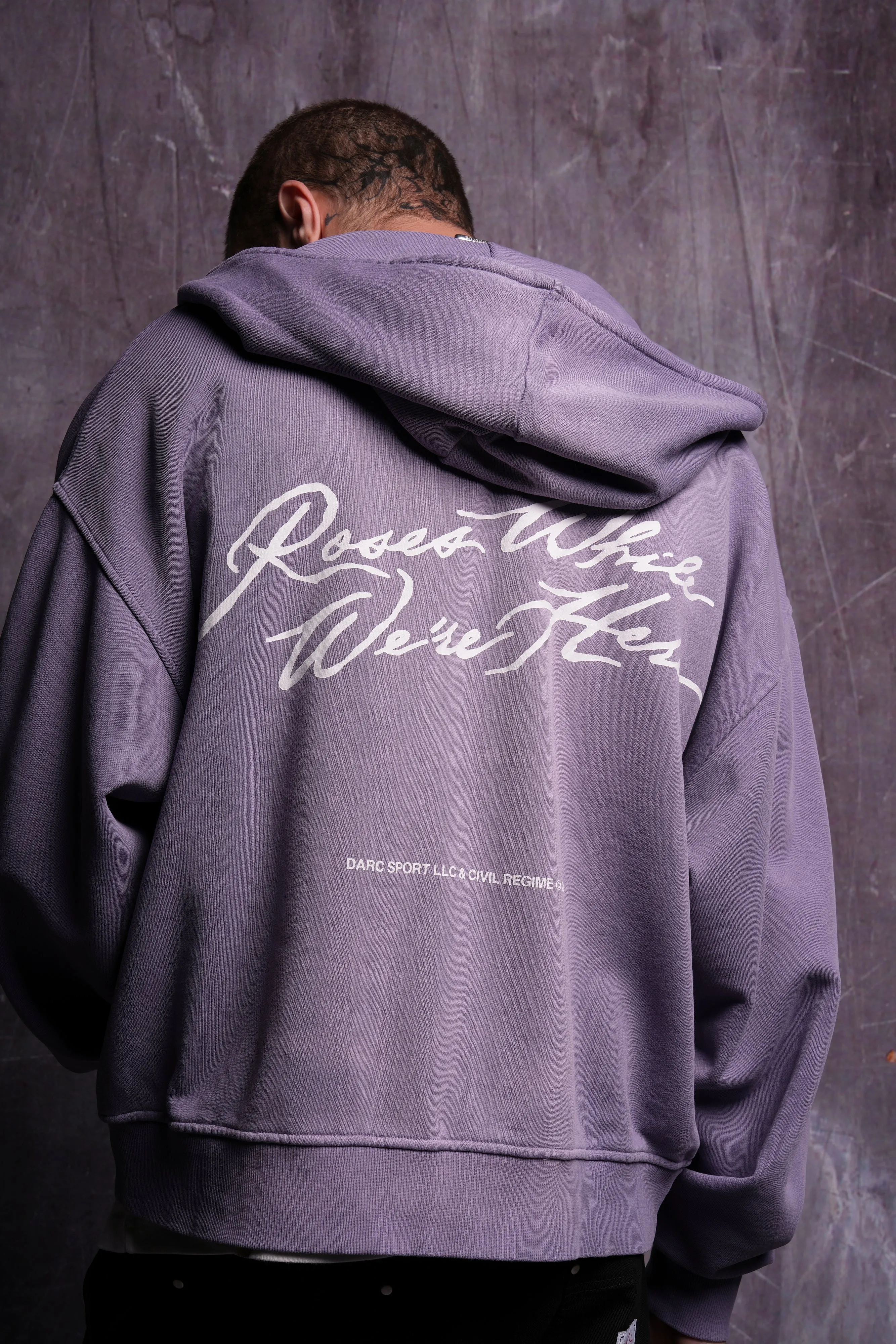 Roses While We're Here Darco Double Zip Hoodie in Darc Orchid Sun Fade