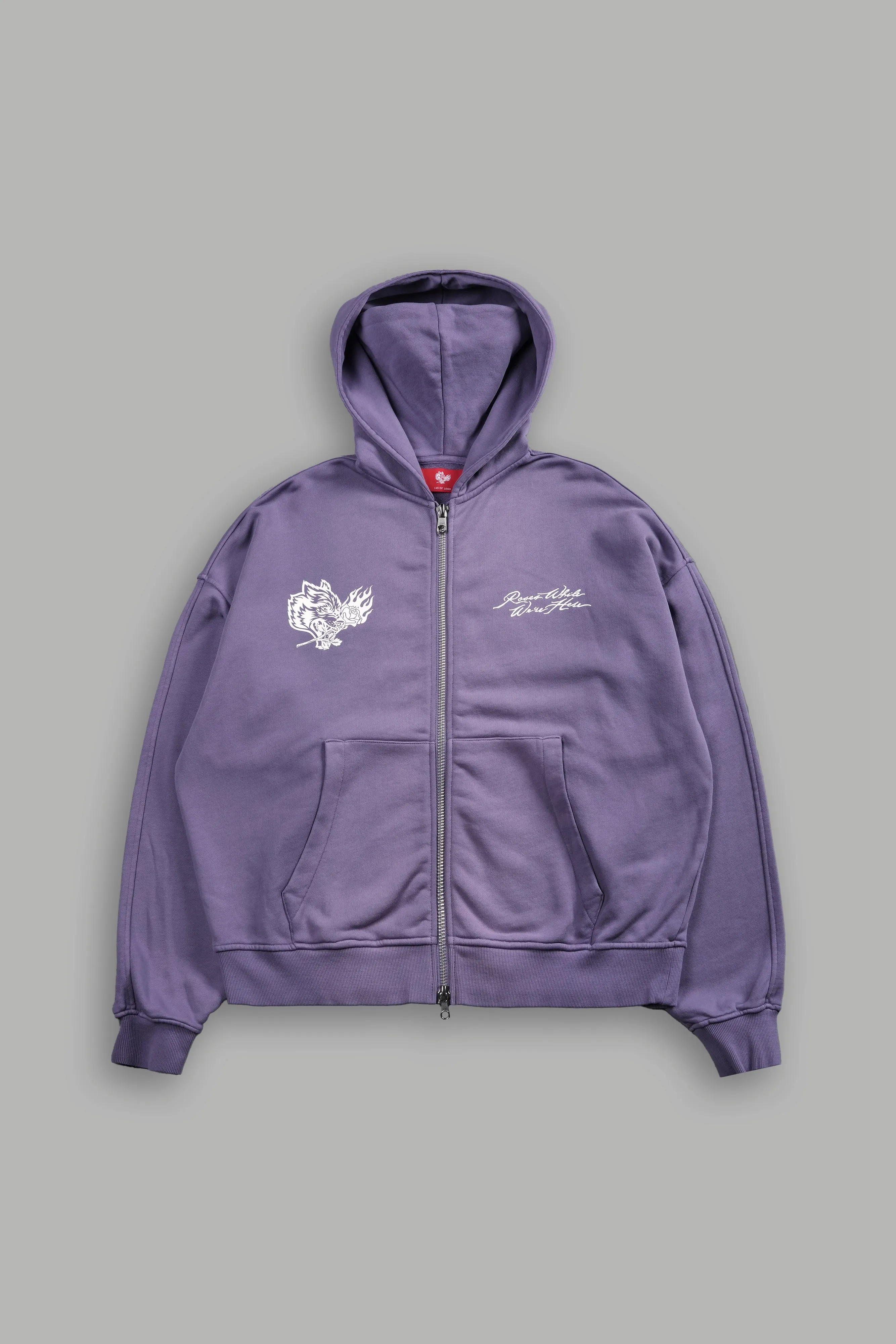 Roses While We're Here Darco Double Zip Hoodie in Darc Orchid Sun Fade