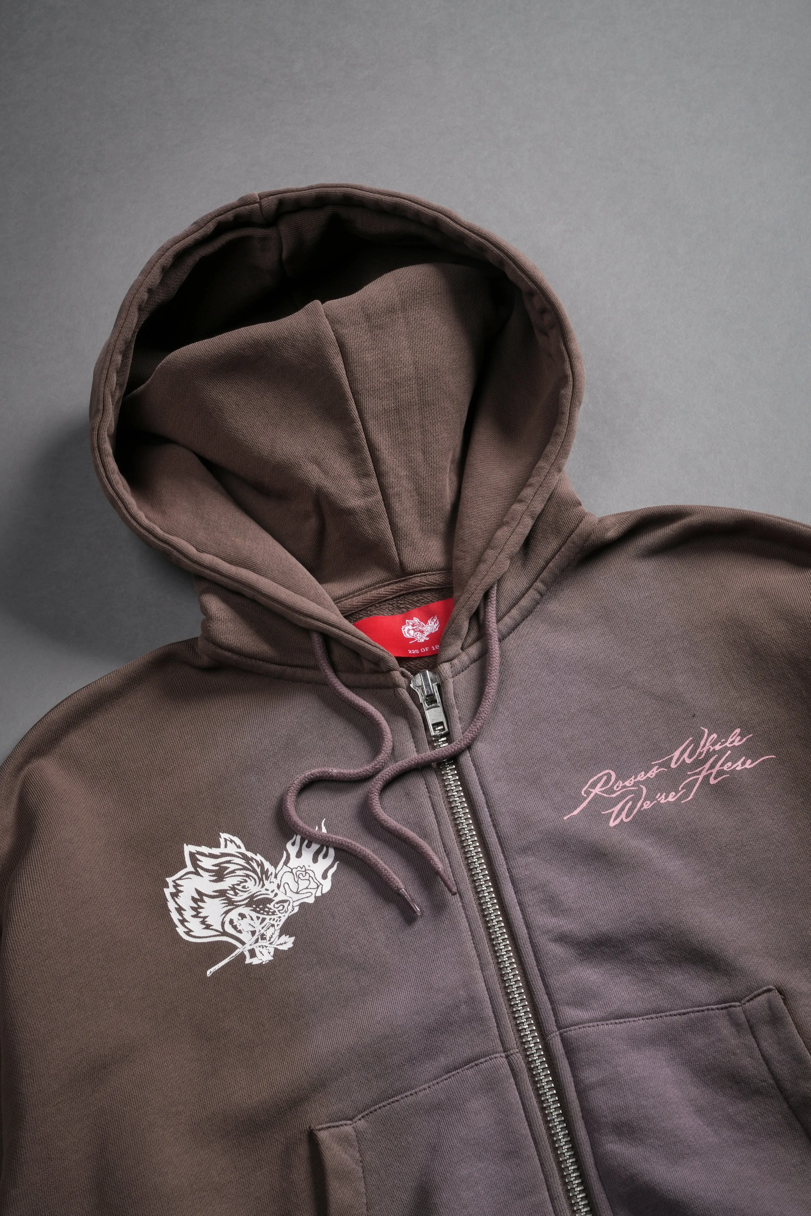 Roses While We're Here "Chambers" (Cropped) Zip Hoodie in Mojave Brown Sun Fade
