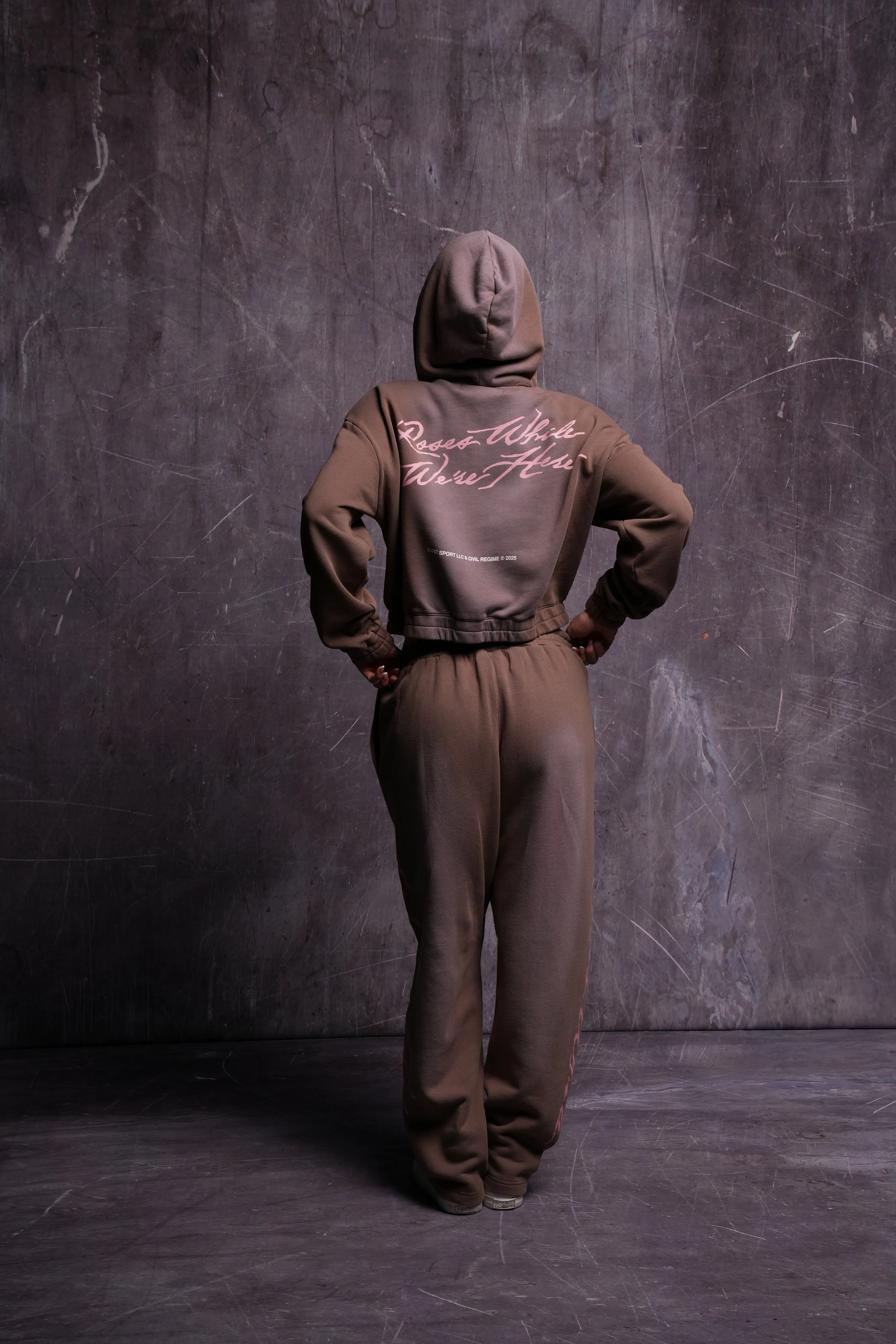 Roses While We're Here "Chambers" (Cropped) Zip Hoodie in Mojave Brown Sun Fade