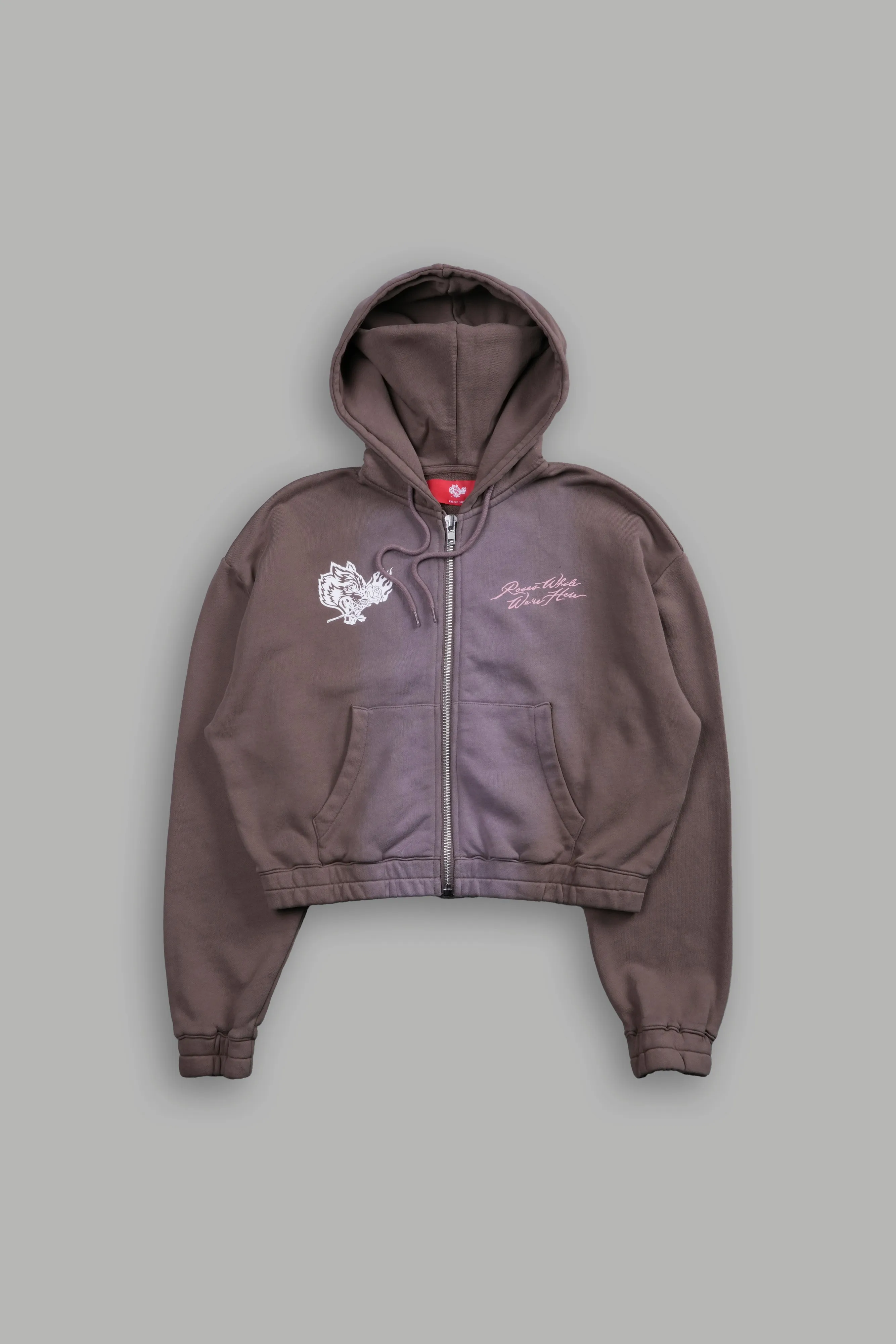 Roses While We're Here "Chambers" (Cropped) Zip Hoodie in Mojave Brown Sun Fade