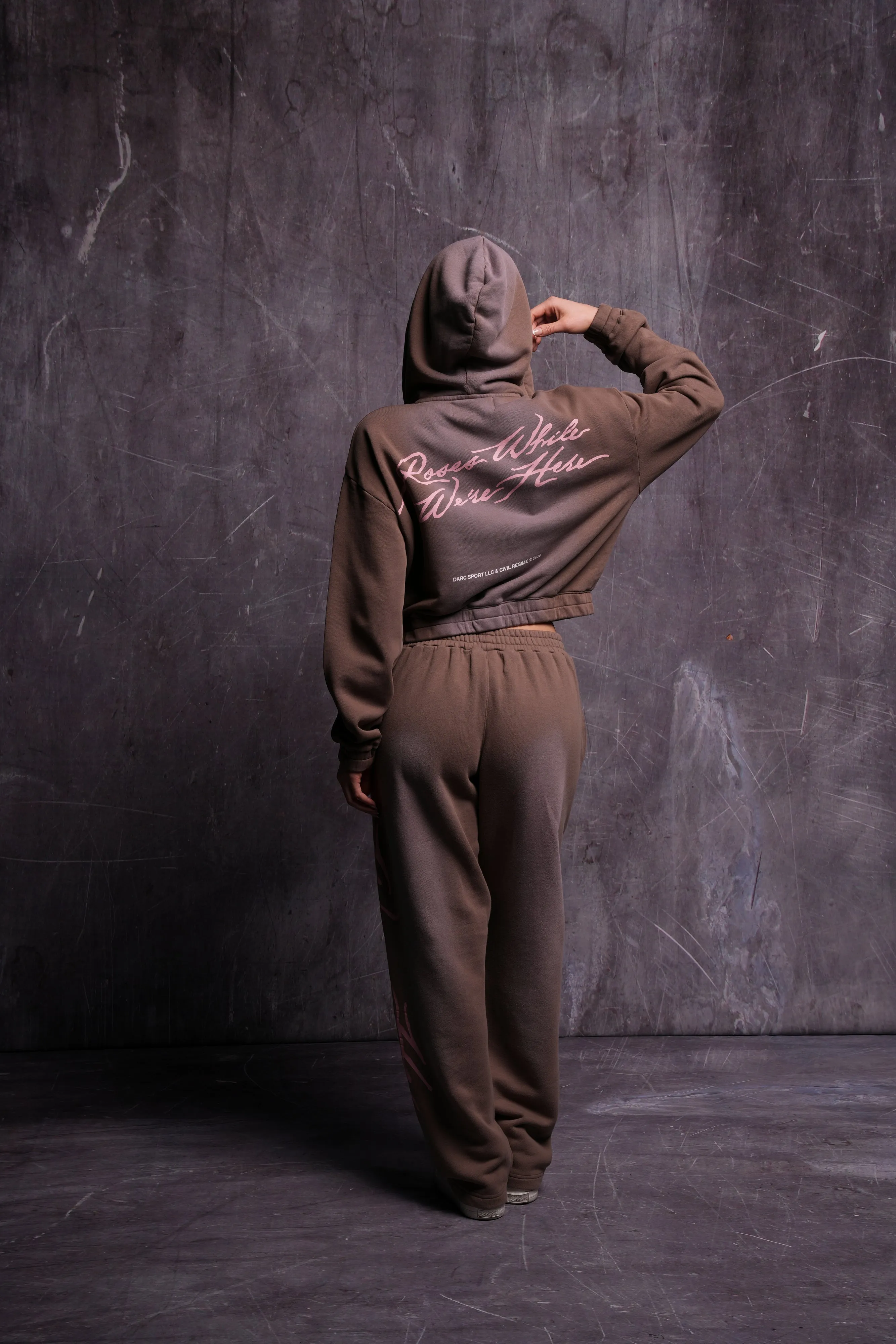 Roses While We're Here "Chambers" (Cropped) Zip Hoodie in Mojave Brown Sun Fade
