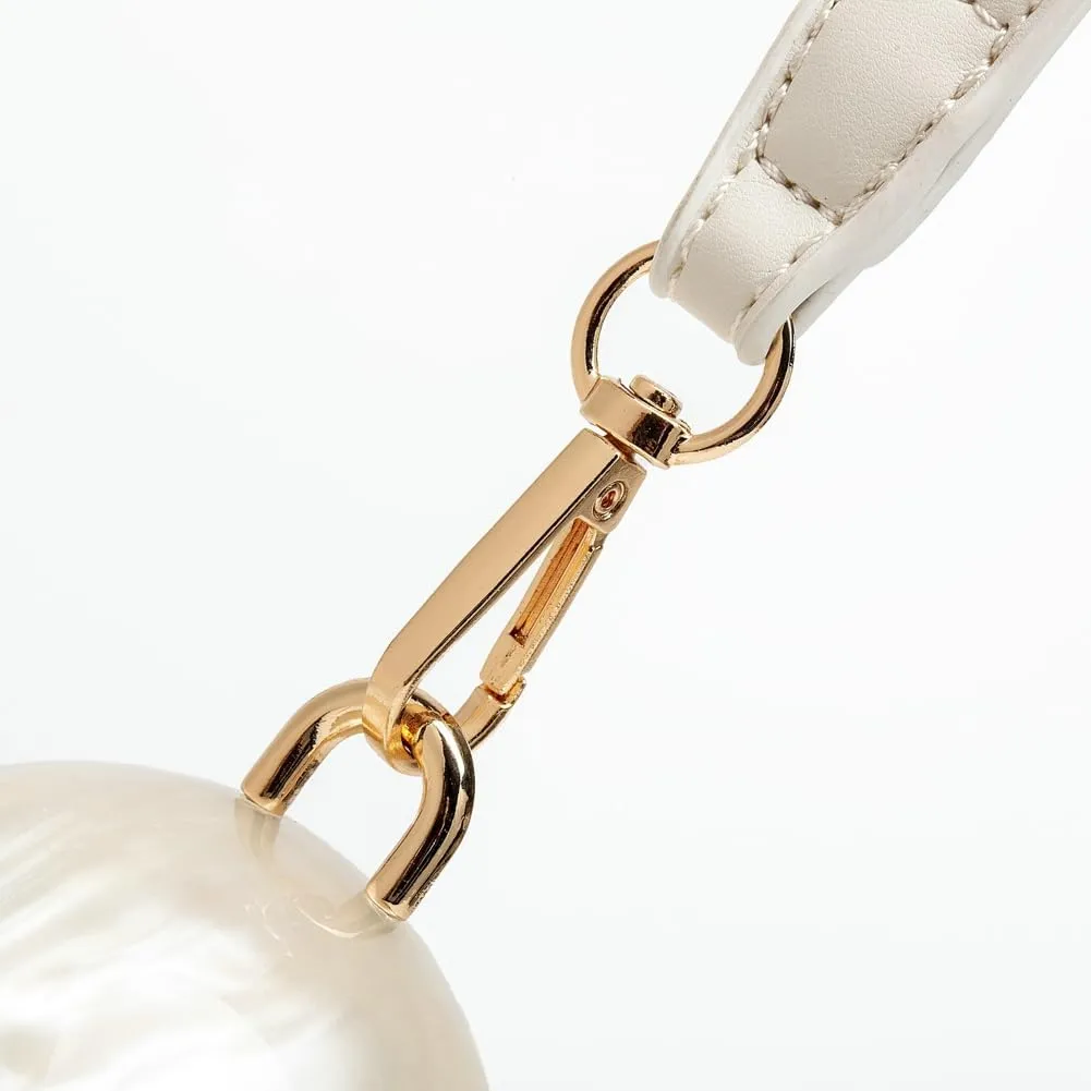 Solyinne Acrylic Shell Shaped Clutch for Women Luxury Marble Evening Handbag Pearl Chain Shoulder Bag Wedding Party Prom
