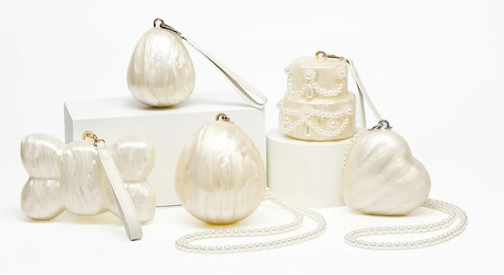 Solyinne Acrylic Shell Shaped Clutch for Women Luxury Marble Evening Handbag Pearl Chain Shoulder Bag Wedding Party Prom