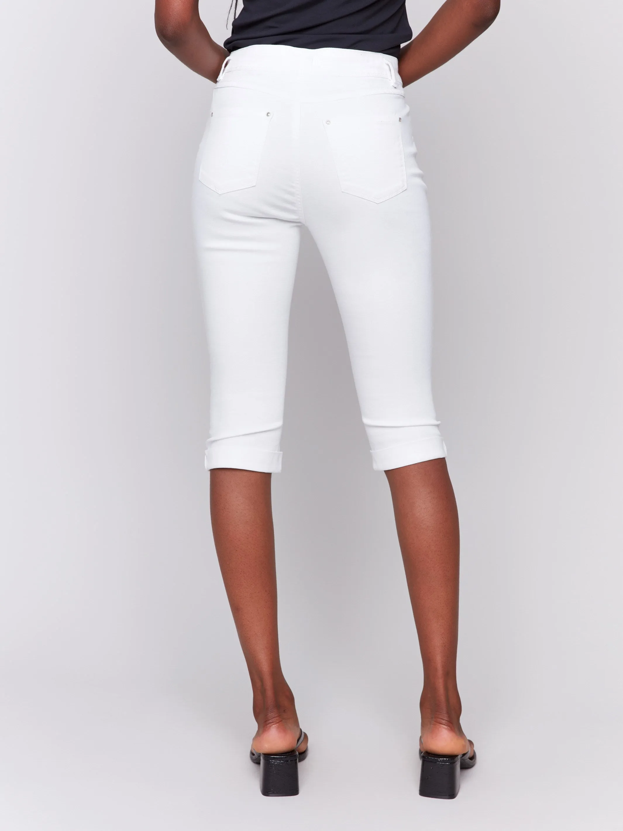 Stretch Twill Pedal Pusher Pants - White