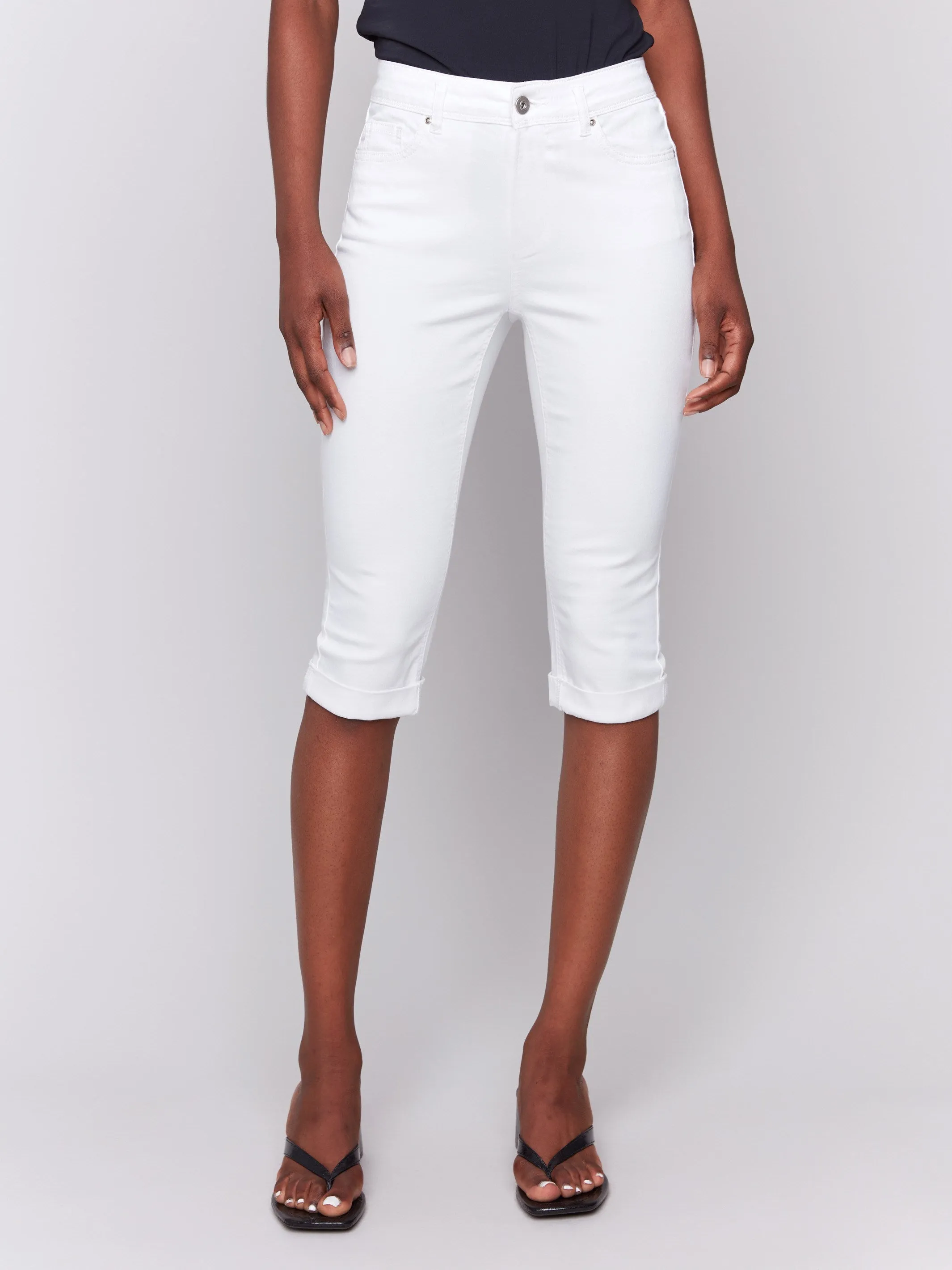 Stretch Twill Pedal Pusher Pants - White