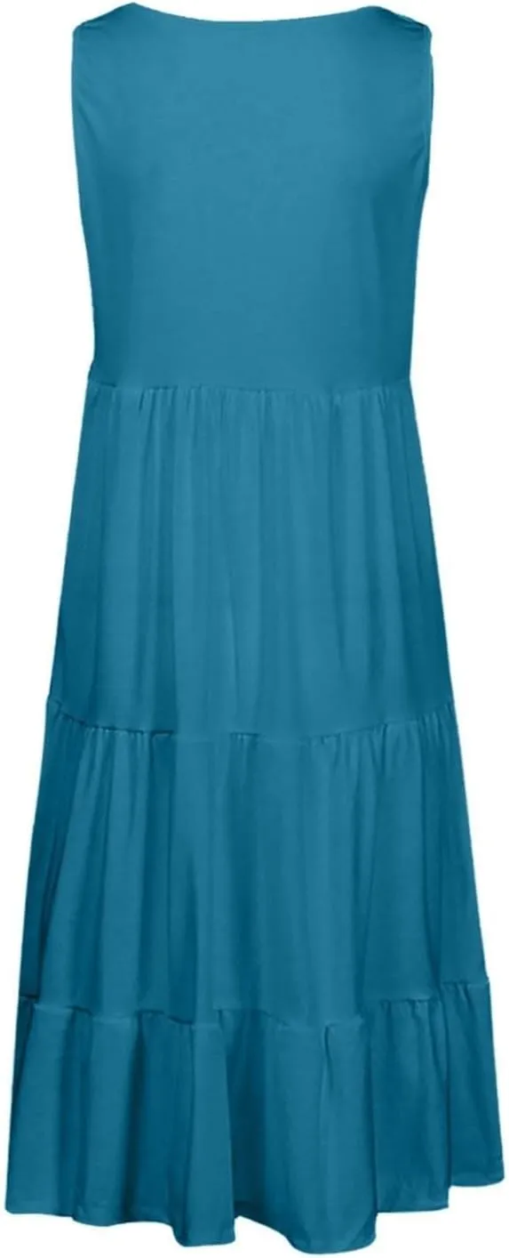 Summer Dresses for Women Plus Size Beach Dress Casual Sundresses Sexy Sleeveless Dress Flowy Midi
