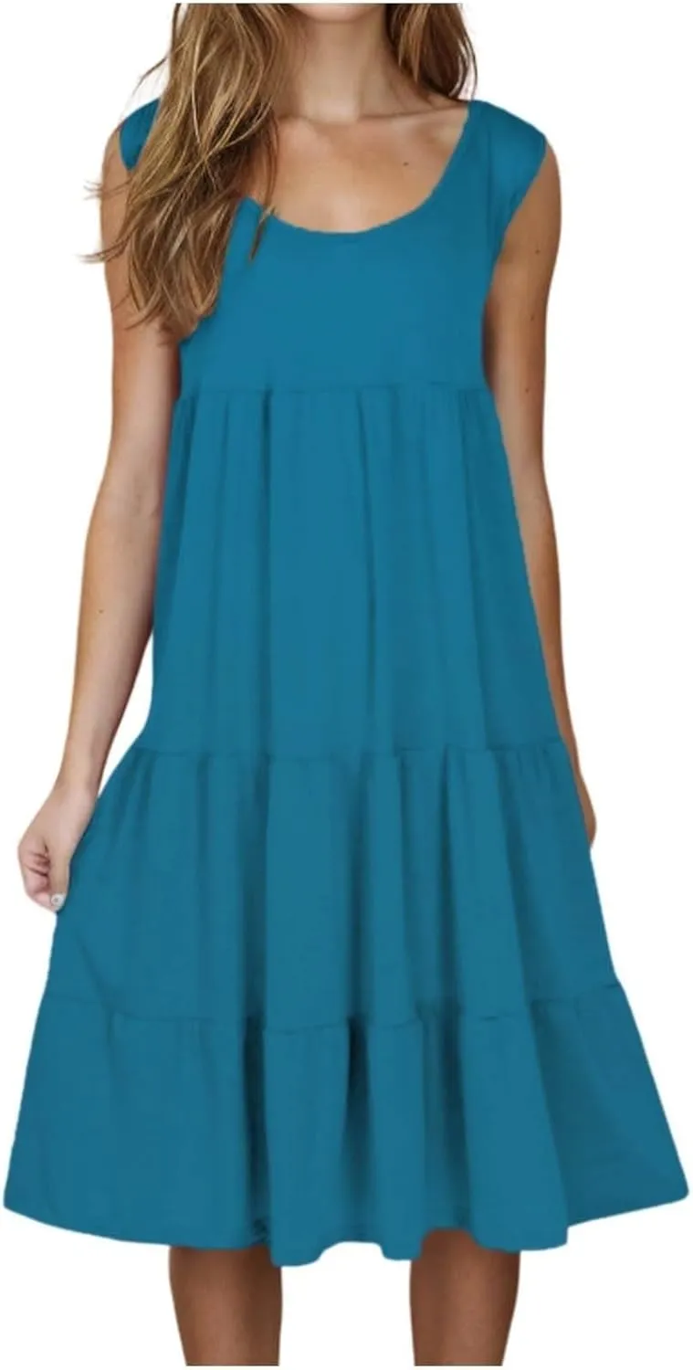 Summer Dresses for Women Plus Size Beach Dress Casual Sundresses Sexy Sleeveless Dress Flowy Midi