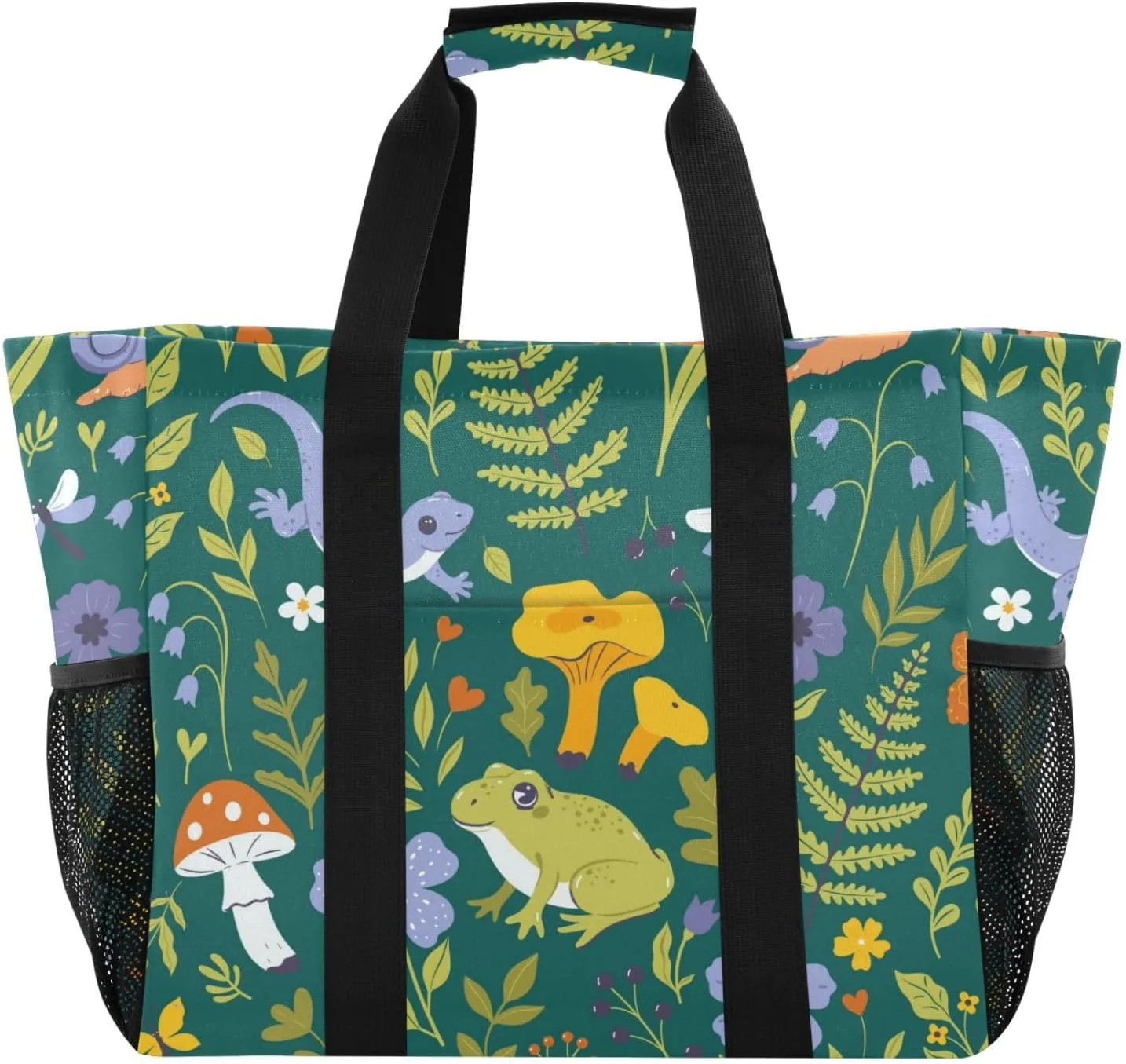 susiyo Forest Plant and Animal Patterns Large Beach Tote Pool Bag for Women Girls, Lightweight Shopping Bags Handle Handbag, Work Tote Nurse Dance Yoga Bag for Sport Travel