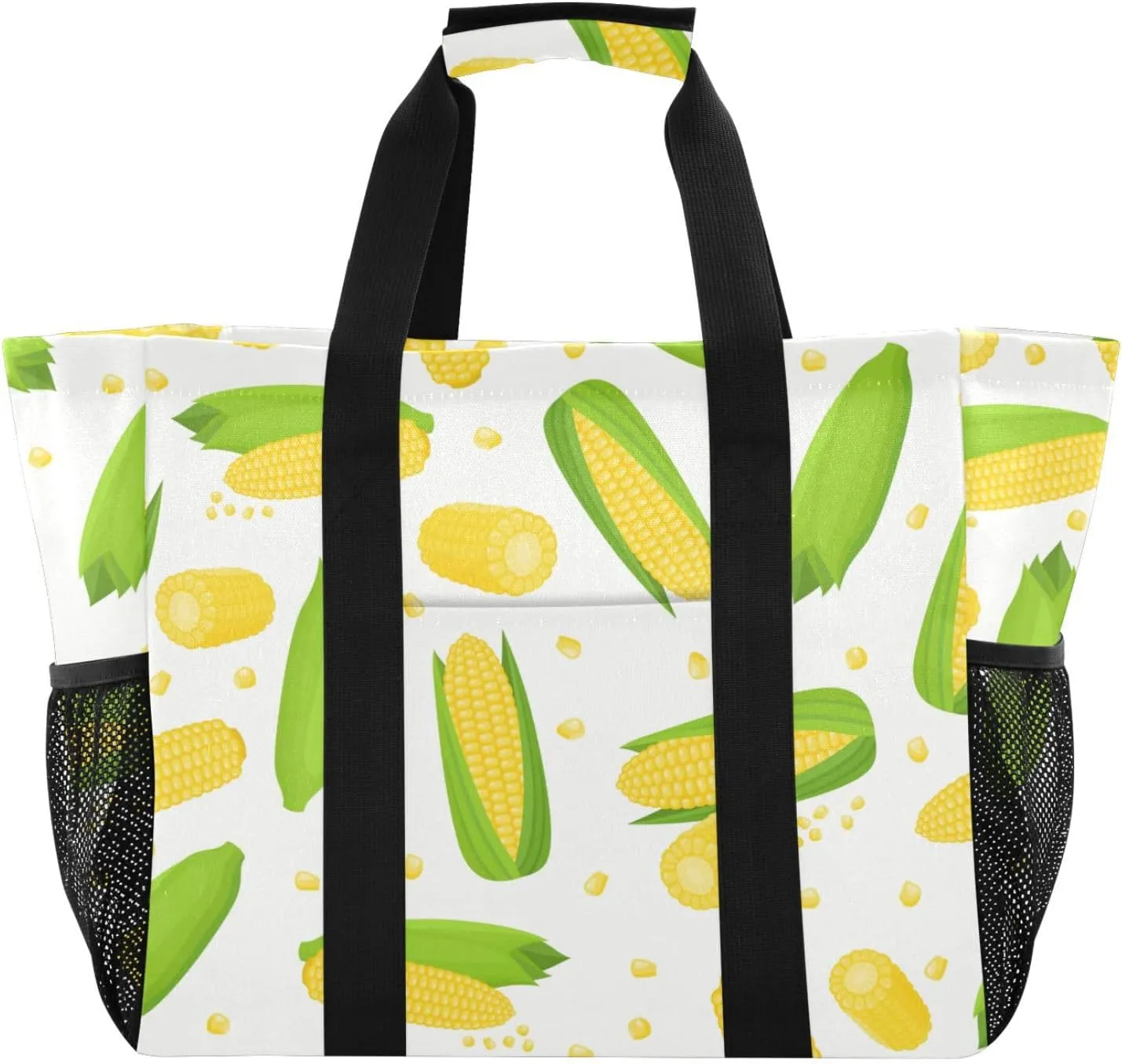 susiyo Pattern with Cartoon Corn Large Beach Tote Pool Bag for Women Girls, Lightweight Shopping Bags Handle Handbag, Work Tote Nurse Dance Yoga Bag for Sport Travel