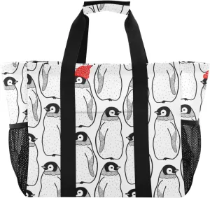 susiyo Pattern with Penguins Large Beach Tote Pool Bag for Women Girls, Lightweight Shopping Bags Handle Handbag, Work Tote Nurse Dance Yoga Bag for Sport Travel