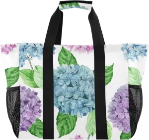 susiyo Watercolor Hydrangea Flowers Large Beach Tote Pool Bag for Women Girls, Lightweight Shopping Bags Handle Handbag, Work Tote Nurse Dance Yoga Bag for Sport Travel