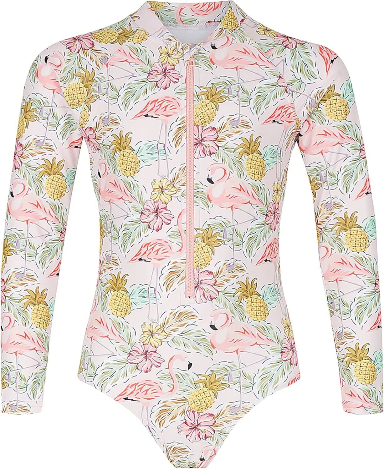 Tame the Sun Long Sleeve Girls' Swimsuit - Rash Guard with Frills, UPF 50  Zipper Swimwear - Bathing Suit for Ages 3-12