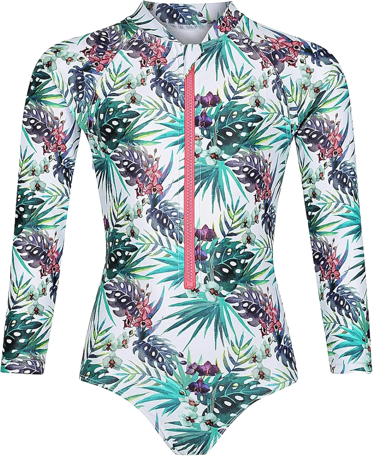 Tame the Sun Long Sleeve Girls' Swimsuit - Rash Guard with Frills, UPF 50  Zipper Swimwear - Bathing Suit for Ages 3-12