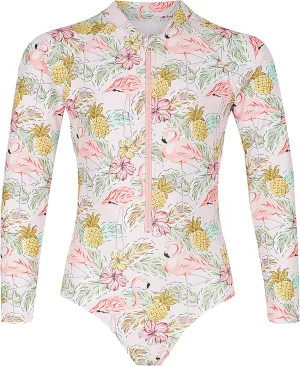 Tame the Sun Long Sleeve Girls' Swimsuit - Rash Guard with Frills, UPF 50  Zipper Swimwear - Bathing Suit for Ages 3-12