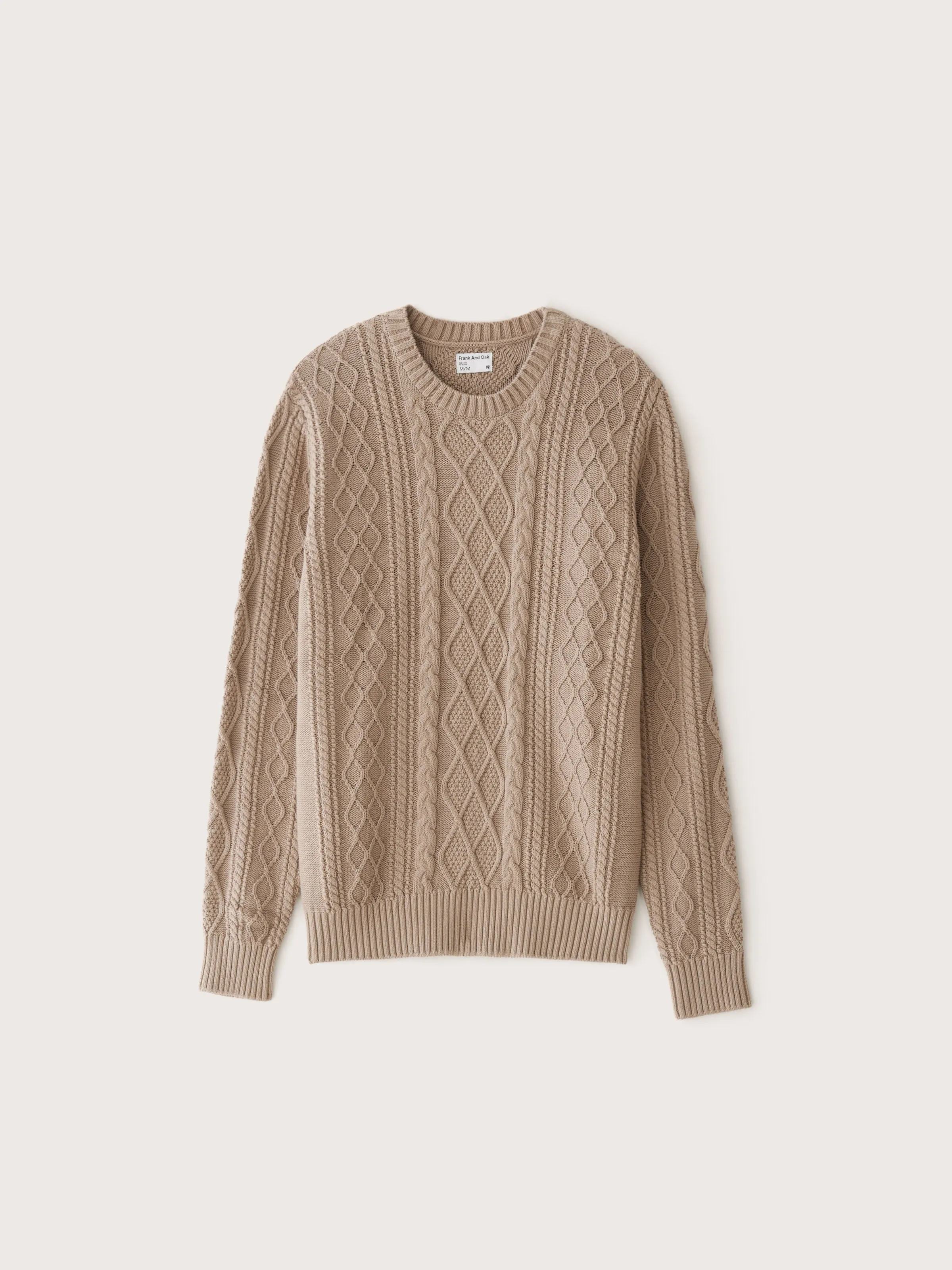 The Organic Cotton Cable Sweater in Light Beige