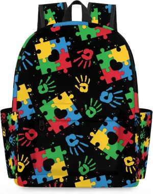 Toddler Backpack for Boys Kids, Colorful Puzzle Preschool Kindergarten School Bags for Girls Bookbag Daycare Travel Daypack, 15 Inch(Autism Awareness)