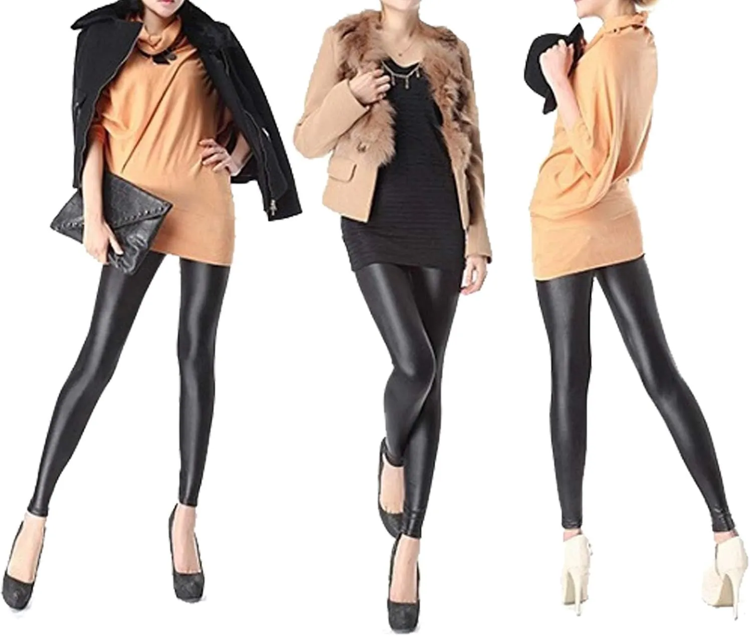 Tulucky Girls Stretchy Faux Leather Legging Teens Pants