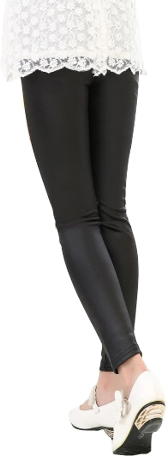 Tulucky Girls Stretchy Faux Leather Legging Teens Pants