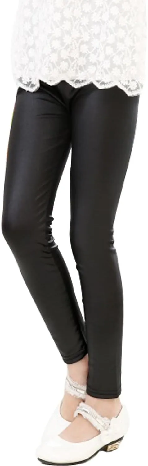 Tulucky Girls Stretchy Faux Leather Legging Teens Pants