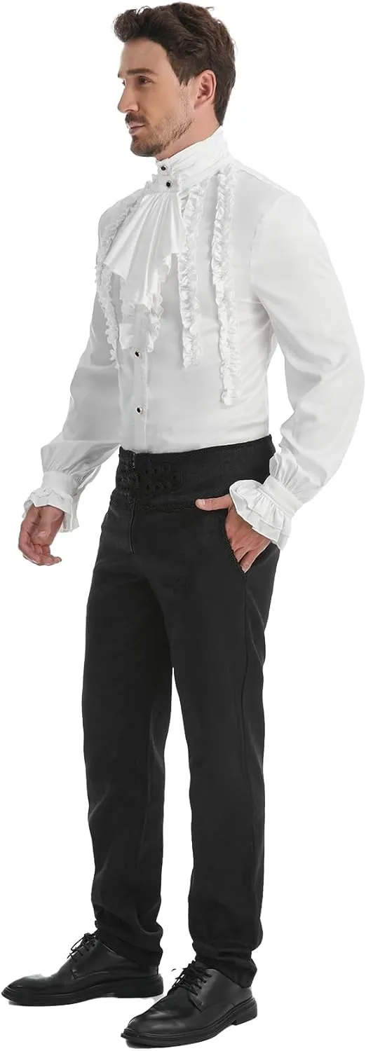 TZMAPU Men's Gothic Medieval Renaissance Vampire Costume Victorian Steampunk Shirt