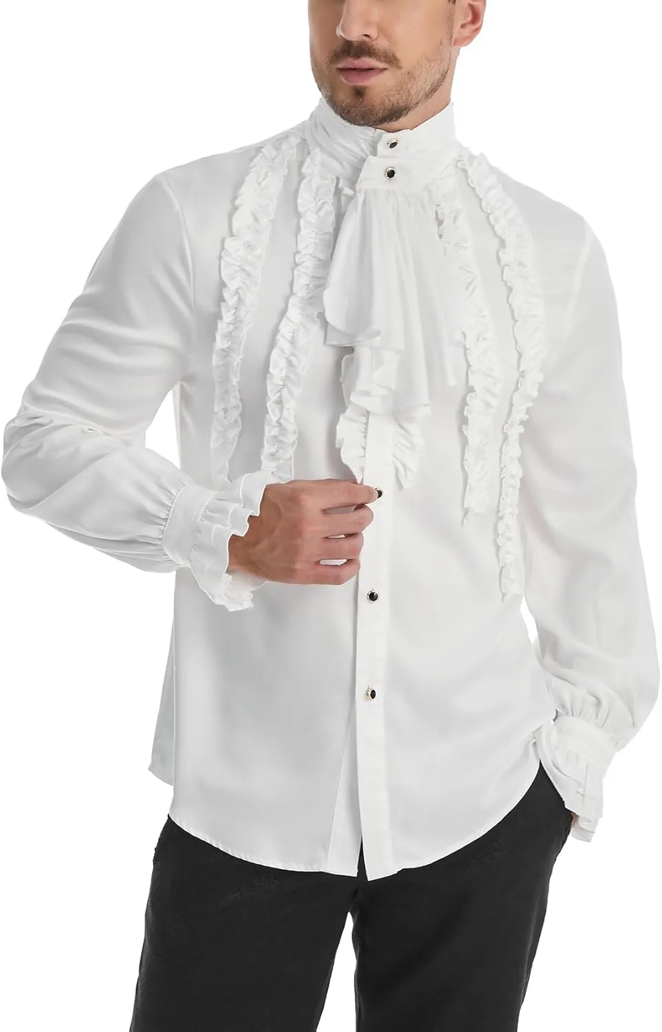 TZMAPU Men's Gothic Medieval Renaissance Vampire Costume Victorian Steampunk Shirt