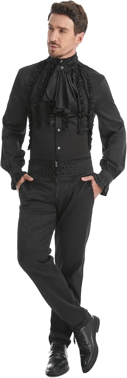TZMAPU Men's Gothic Medieval Renaissance Vampire Costume Victorian Steampunk Shirt