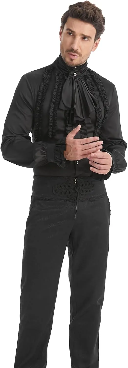 TZMAPU Men's Gothic Medieval Renaissance Vampire Costume Victorian Steampunk Shirt