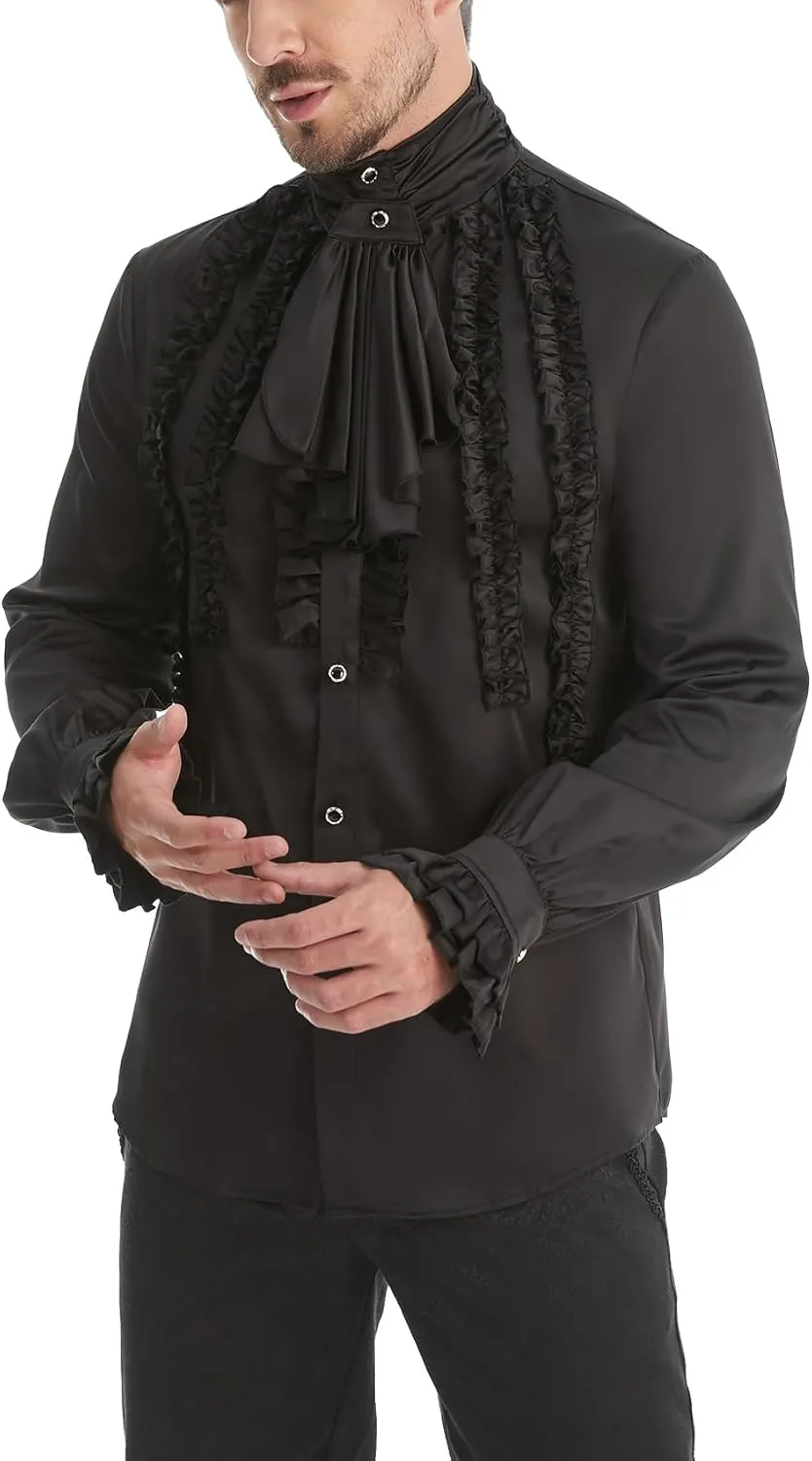 TZMAPU Men's Gothic Medieval Renaissance Vampire Costume Victorian Steampunk Shirt