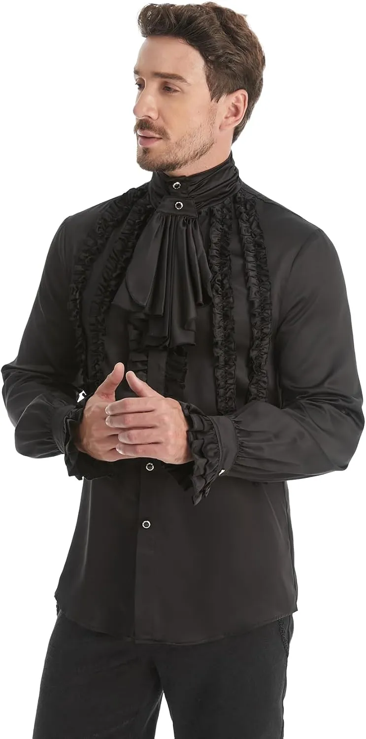 TZMAPU Men's Gothic Medieval Renaissance Vampire Costume Victorian Steampunk Shirt