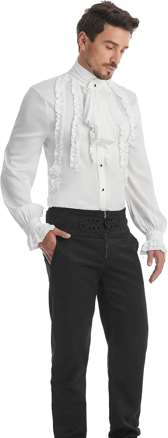 TZMAPU Men's Gothic Medieval Renaissance Vampire Costume Victorian Steampunk Shirt